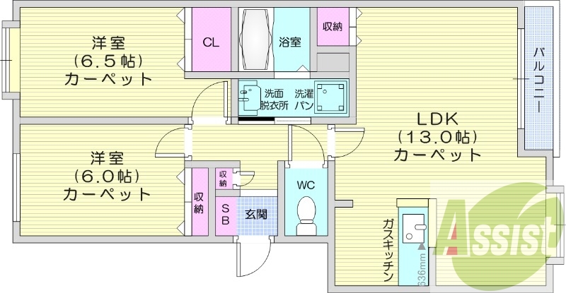 2LDK、シャンプードレッサー、灯油FF暖房