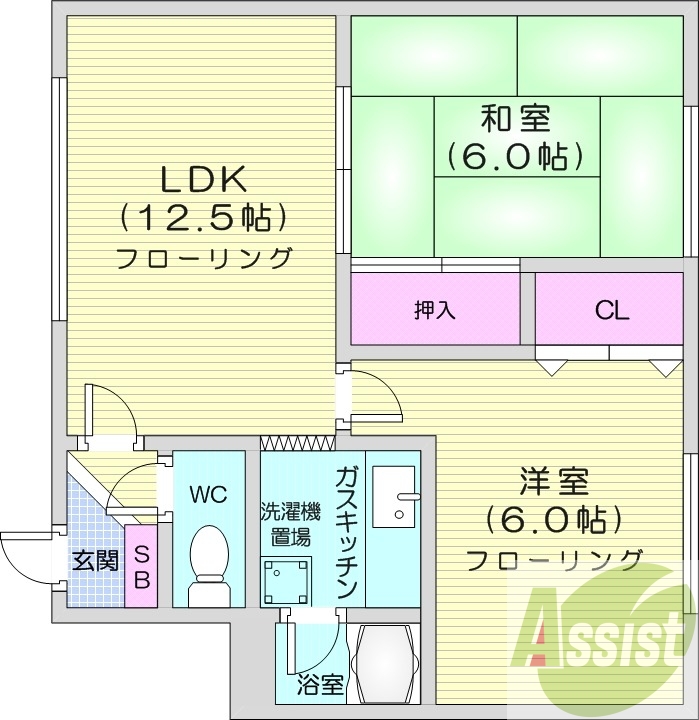 2LDK、収納、角部屋、給湯器、灯油暖房