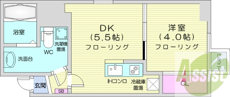 １R、バストイレ別、システムキッチン、TVインターホン