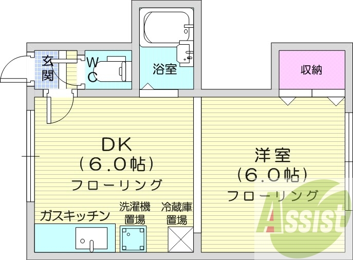 １DK、押入、和室、バストイレ別、ガスキッチン