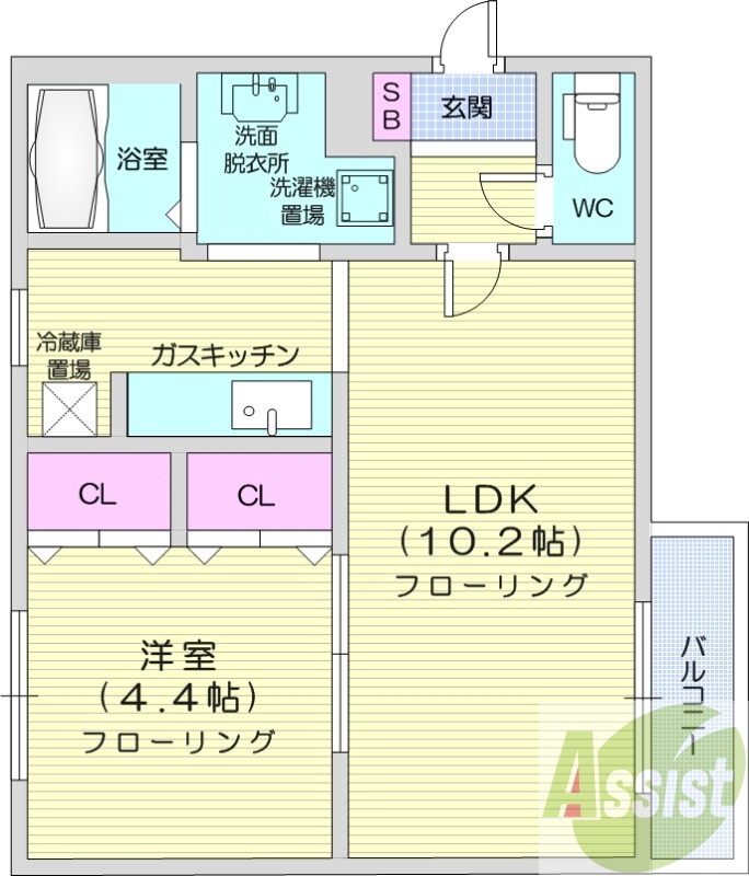 1LDK、オートロック、独立洗面台、バストイレ別、灯油暖房