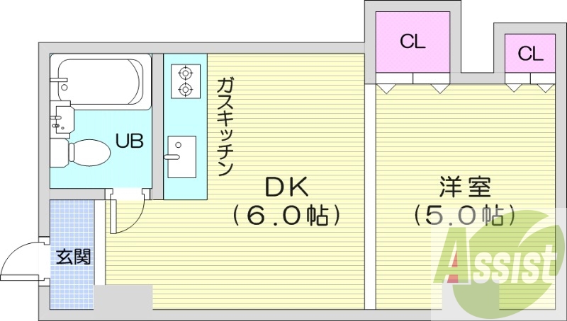 1DK、家具・家電付き、オートロック、分譲マンション