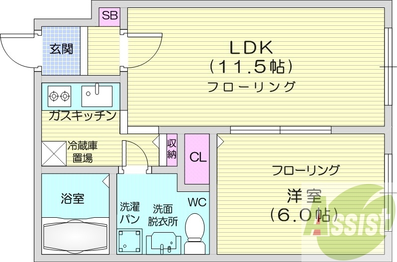 1LDK、システムキッチン、ネット無料、ペット可