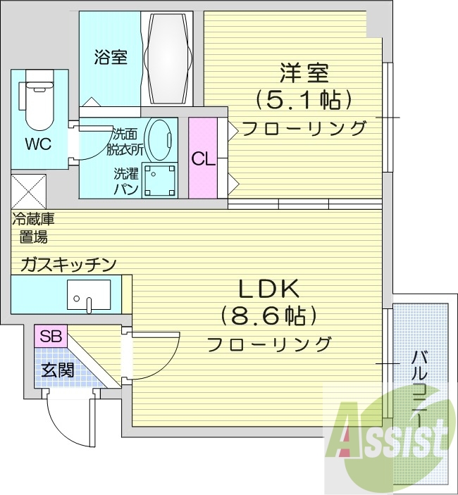 1LDK、宅配ボックス、TVインターホン