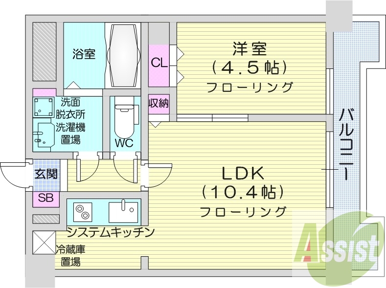1LDK、収納、バストイレ別、洗面脱衣所