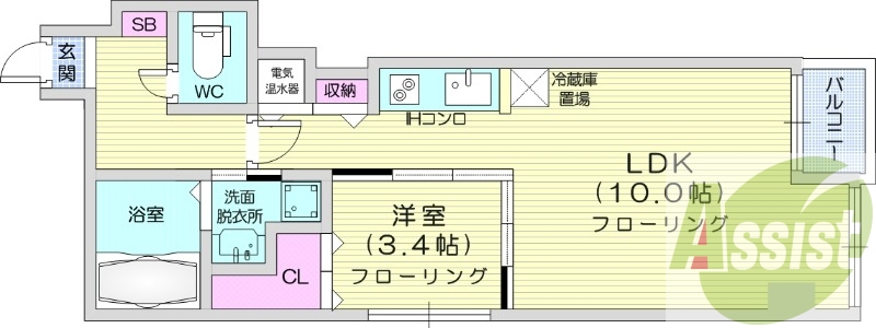 1LDK、収納、バストイレ別、洗面脱衣所、ネット無料