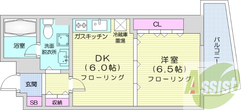 1DK、都市ガス、ガスFF暖房、宅配ボックス、