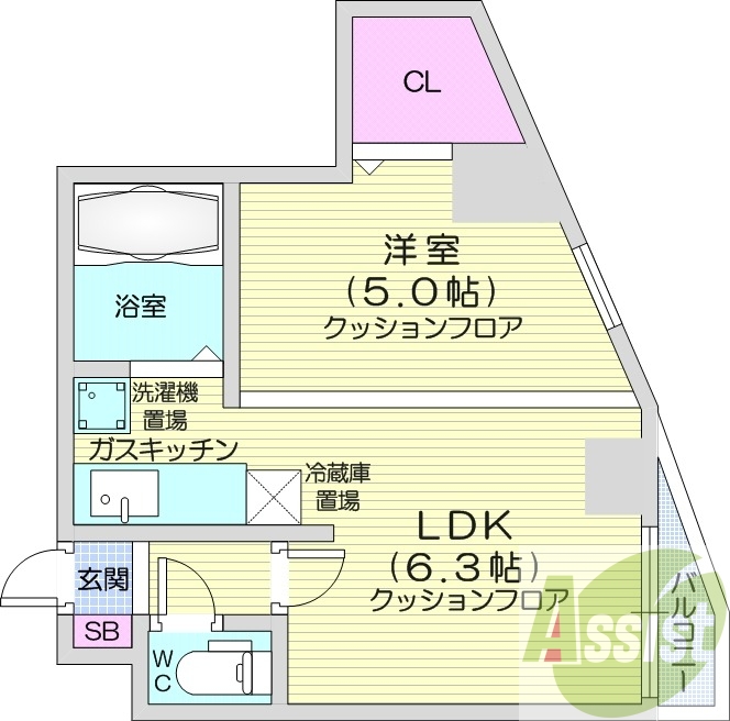 1DK、灯油FF暖房、オートロック、光ファイバー