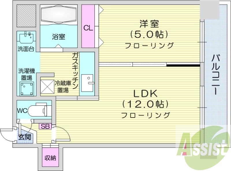 1LDK、都市ガス、オートロック、ウォシュレット