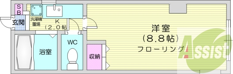 1K、収納スペース、洗濯機置場、ガスキッチン、下駄箱