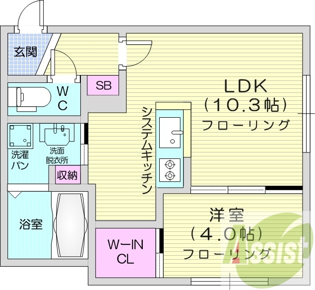 1LDK、エアコン、浴室乾燥、ネット無料