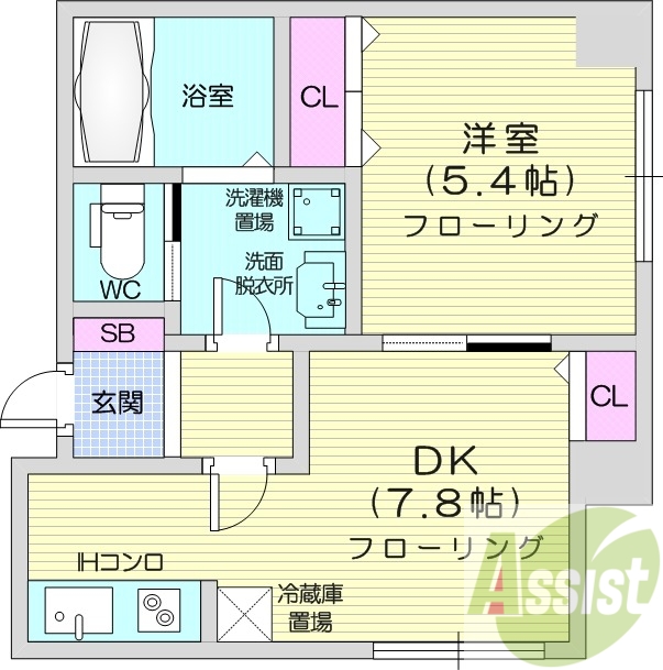 1DK、オール電化、床暖房、シャンプードレッサー