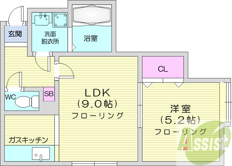 1LDK、エアコン、バス・トイレ別、独立洗面台