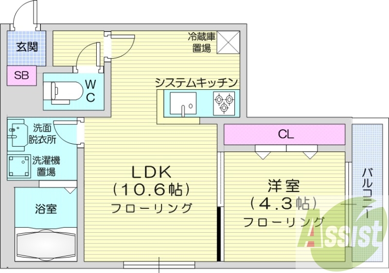 1LDK、都市ガス、ネット無料、エアコン、追い焚き。