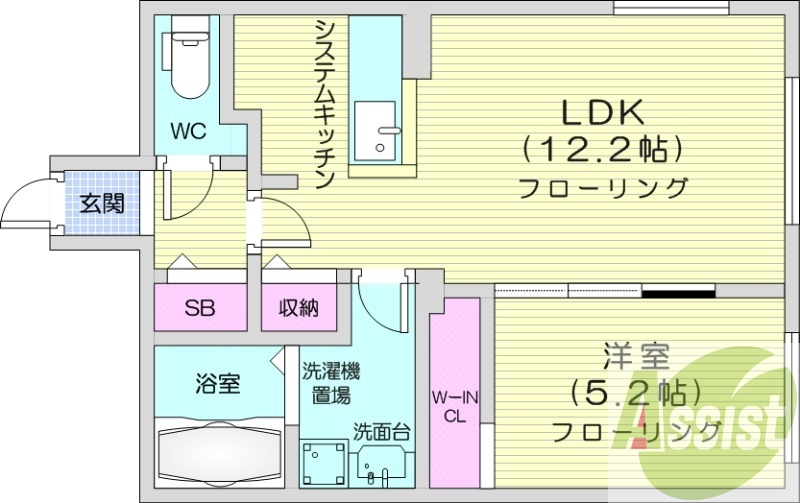 1LDK、ペット可、エアコン、浴室乾燥機