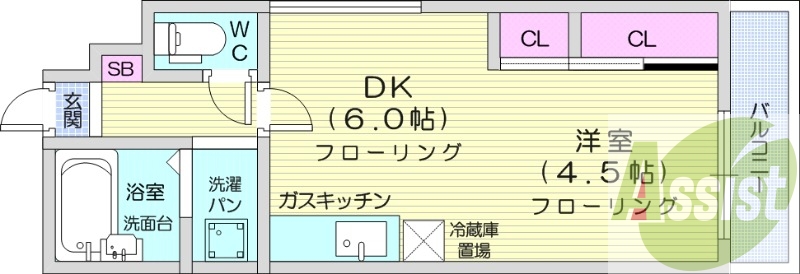 1DK、クローゼット、ウォシュレット、モニタ付インターホン