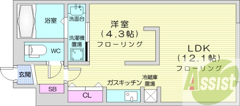 1LDK、角部屋、エアコン、オートロック