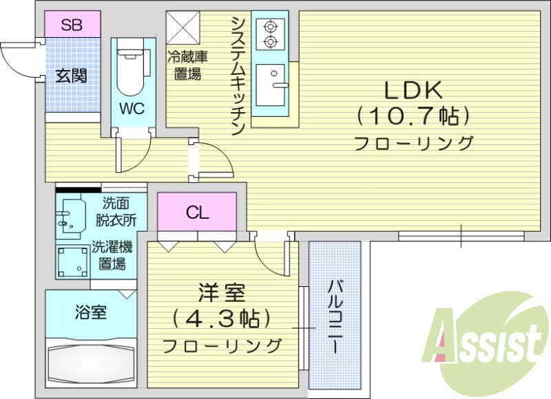 1LDK、ネット無料、エアコン、一坪バス、浴室乾燥機