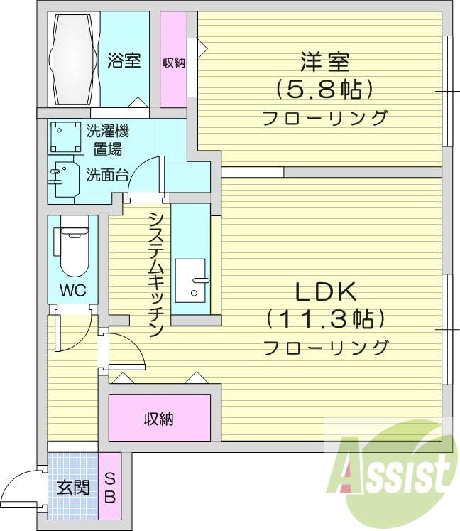 1LDK、ペット可、エアコン、浴室乾燥機