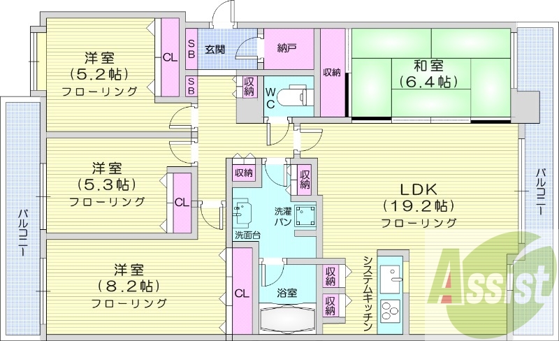 4LDK、分譲、システムキッチン、セコム