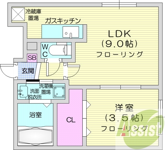 1LDK、ウォークインクローゼット、シャンプードレッサー