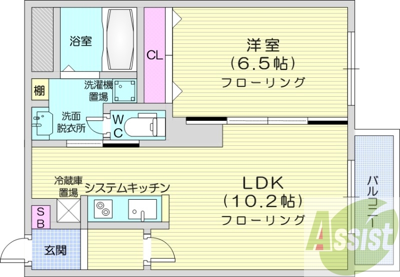 1LDK、灯油暖房、クローゼット、バルコニー、IHコンロ