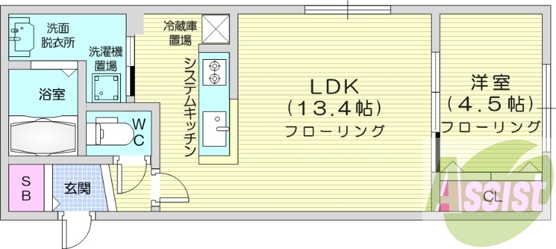 1LDK、ガスリミット、ネット無料、浴室乾燥機