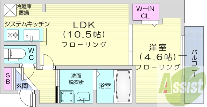 1LDK、都市ガス、ネット無料、エアコン、オートロック