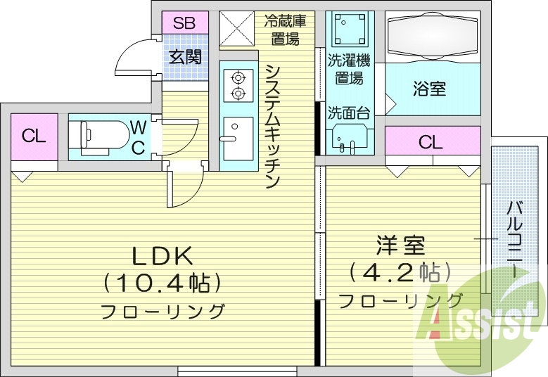1LDK、ネット無料、エアコン、システムキッチン、灯油暖房