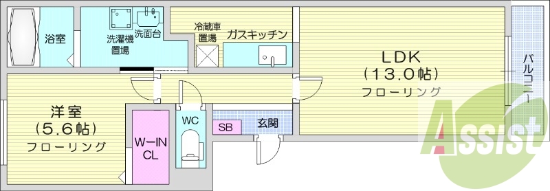 1LDK、都市ガス、エアコン、シャンプードレッサー