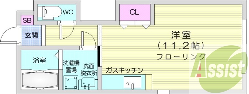 1R、トランクルーム、バストイレ別、独立洗面台