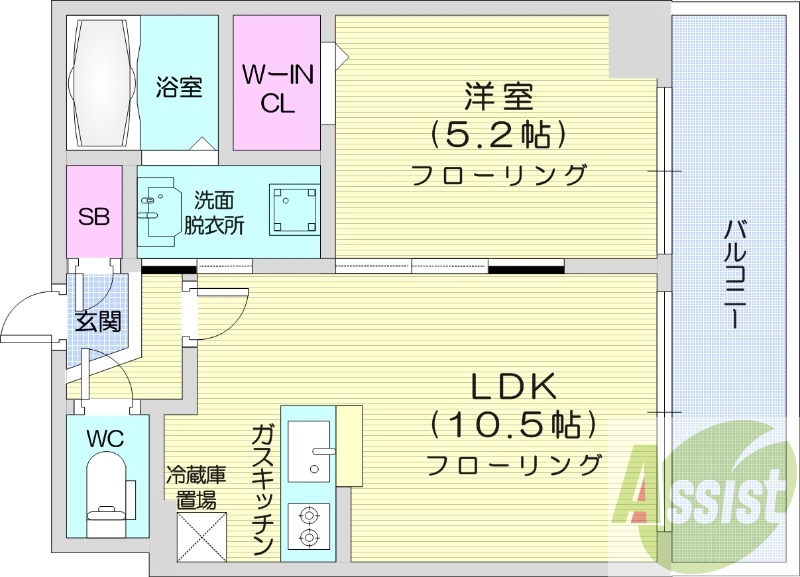 1LDK、収納、都市ガス、エアコン、宅配BOX