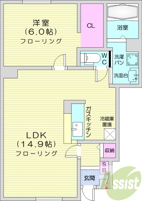 1LDK、カウンターキッチン、浴室乾燥機、追い焚き