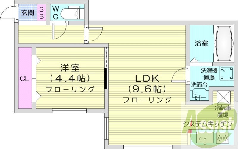 1LDK、エアコン、都市ガス、オートロック、