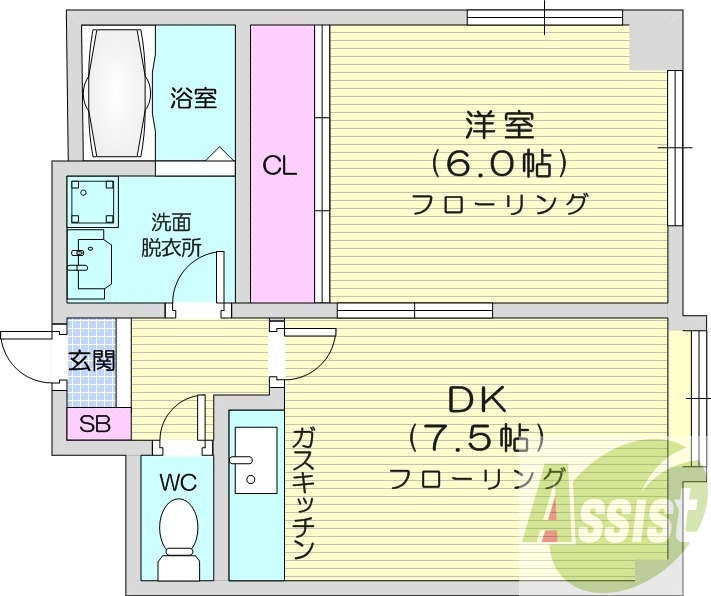 1DK、シャワートイレ、モニタ付インターホン、灯油暖房