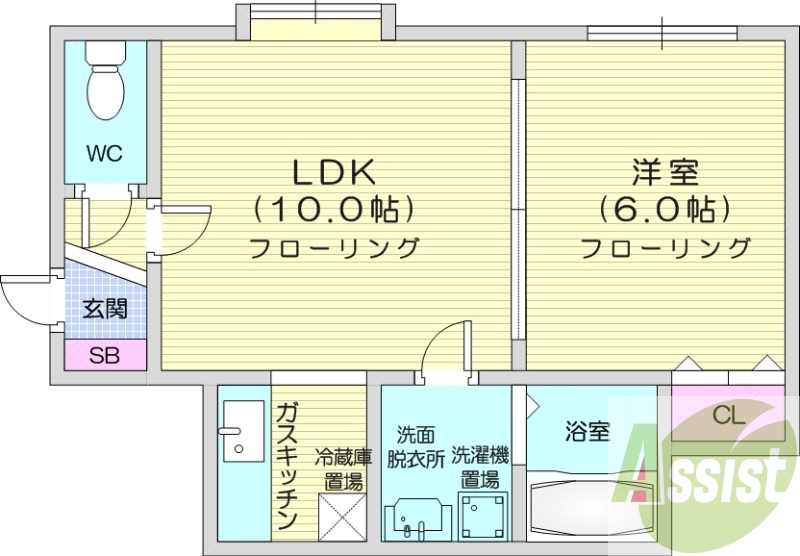 1LDK、エアコン、灯油暖房、モニタ付インターホン