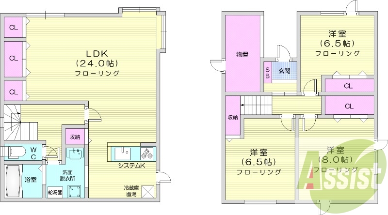 3LDK、無料駐車場、ペット可、灯油ボイラー