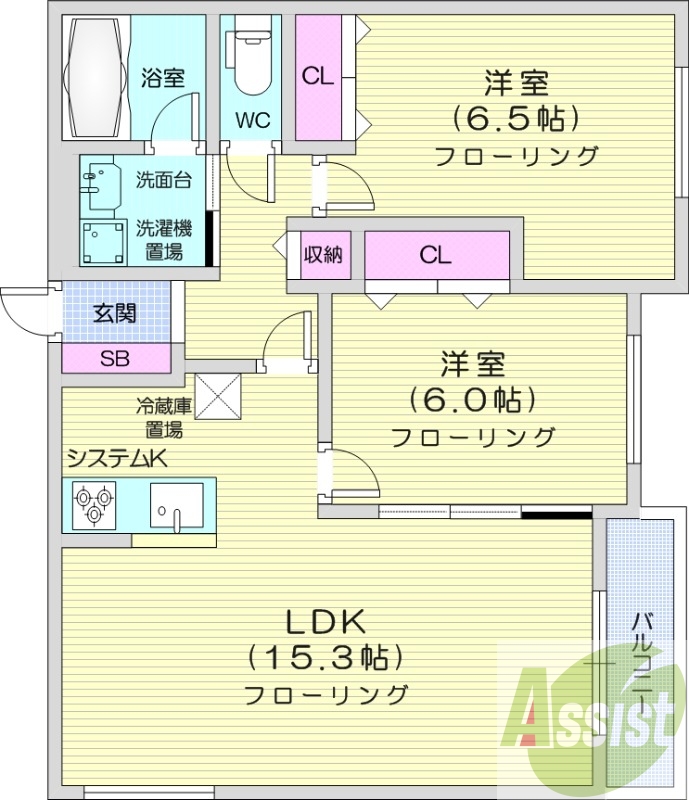 2LDK、灯油暖房、ネット無料、カメラ付きインターホン