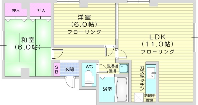 2LDK、ロードヒーティング、灯油暖房、収納