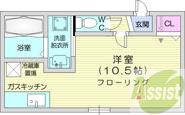 1K、インターネット無料、灯油暖房、シューズボックス