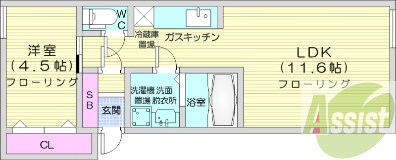 1LDK、インターネット無料、オートロック