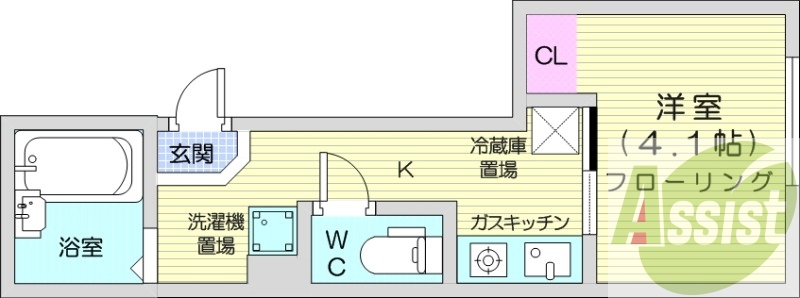 1K、エアコン、光ファイバー、灯油暖房、バストイレ別