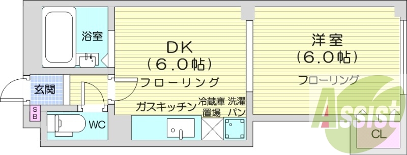 1DK、モニターホン、ガス給湯、灯油FF暖房、ウォシュレット