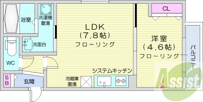 1LDK、システムキッチン、ネット無料、宅配ボックス