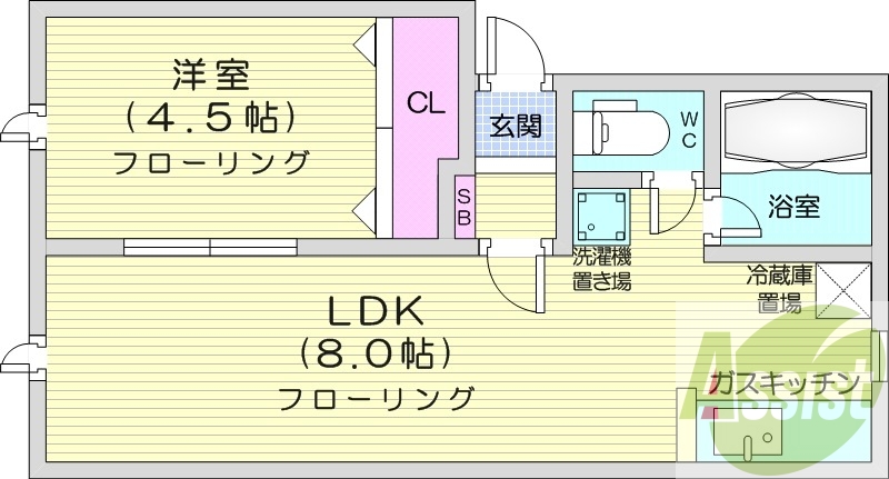 1LDK、最上階、灯油暖房、ウォシュレット