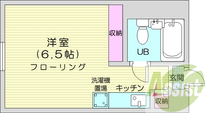 1R、都市ガス、収納スぺース、洗面台、インターホン