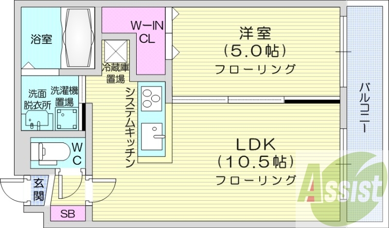 1LDK、都市ガス、エアコン、ネット無料
