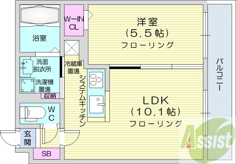 1LDK、都市ガス、エアコン、ネット無料