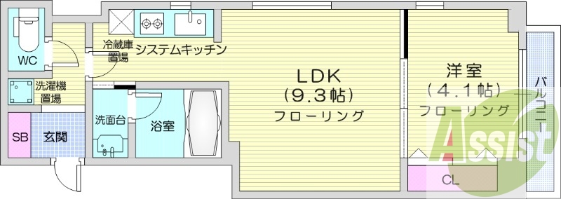 1LDK、都市ガス、ネット無料、エアコン、ペット可