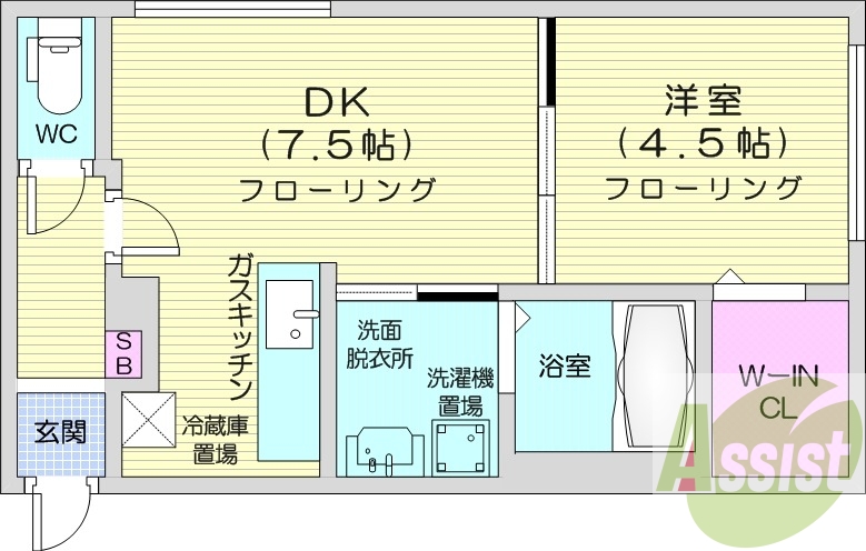 1LDK、都市ガス、エコジョーズ、エアコン、浴室乾燥機